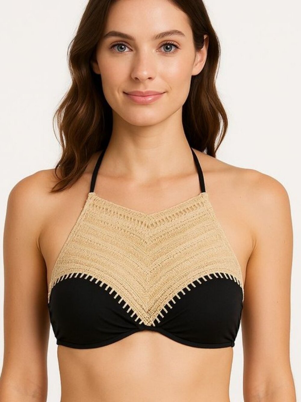 The Bikini Lab Halter Crochet Bikini Swim Top